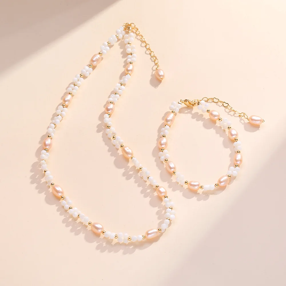 

Fashion light luxury freshwater pearl necklace bracelet for women