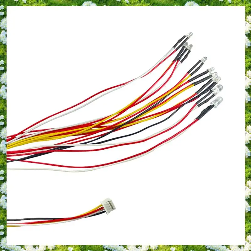 2025-10 LED 라이트 2개 빨간색 4개 노란색 4개 흰색 WPL D12 D42 1/10 RC카 업그레이드 부품 장식 액세서리, 10개 LED 라이트 2개 빨간색 4개 노란색