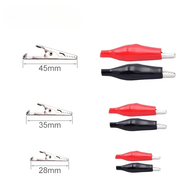 10pcs/lot Metal G98 Crocodile Alligator Clips Electrical Clamp 28mm/35mm/45mm Black Red Plastic Boot Car Battery Test Meter