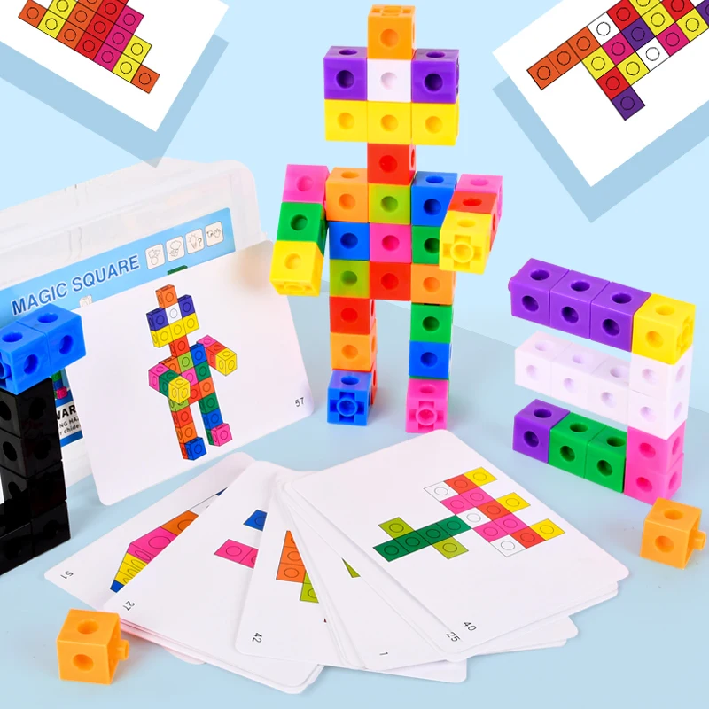 Magic Cube Puzzle Building Blocks Kindergarten Educational Color Recognition DIY Building Blocks Toys Gifts With Changing Colors 4