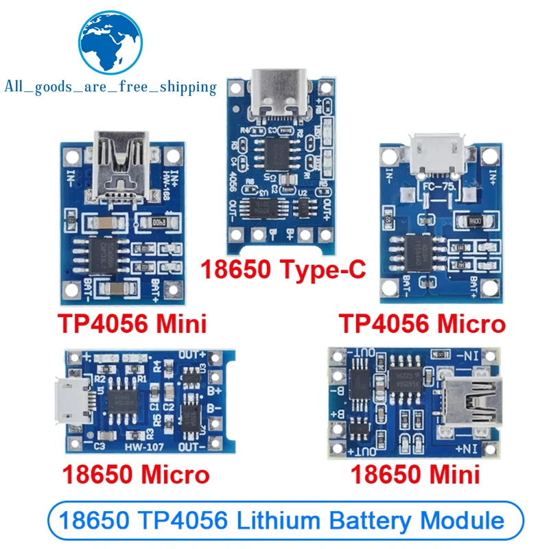 1/5/10PCS Typ-C Micro Mini 5V 1A 18650 TP4056 Lithium-Batterie Ladegerät Modul Lade bord Mit Schutz Dual Funktion