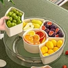 1 Pc 5-Compartment Food Storage Dried Fruit Snack Plate ,rotatable storage container, snack and vegetable tray with lid and hand 1