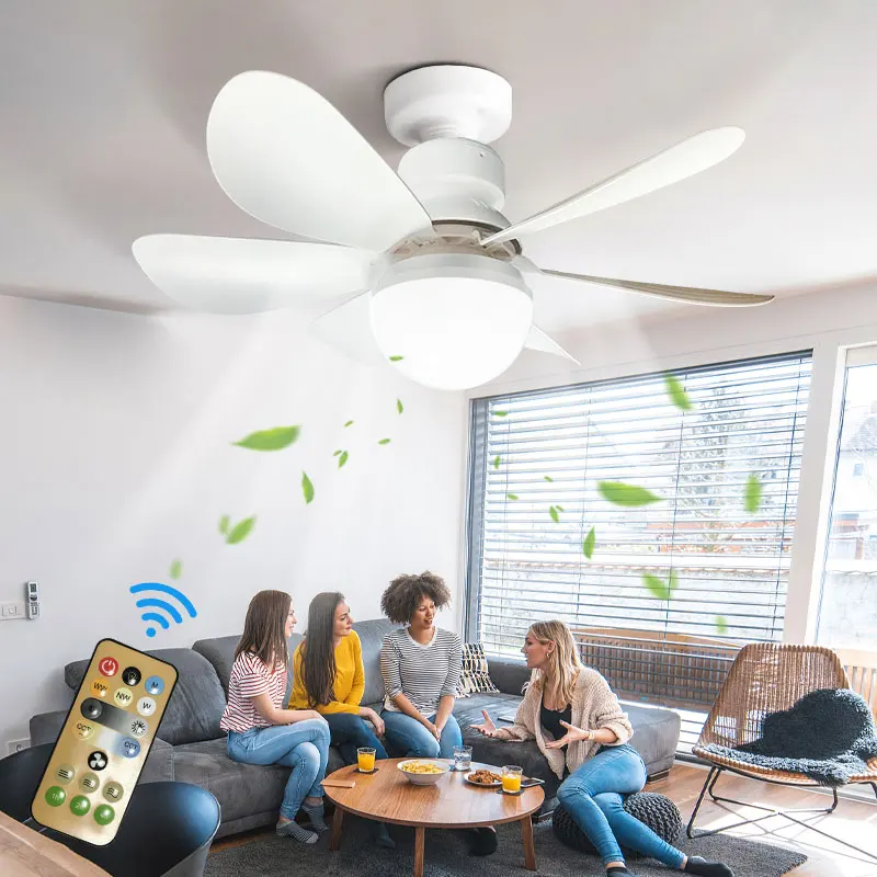 Silent Motor Ceiling Fan Light With Remote Control 30/40W Suitable For Study Room Kitchen Dining Room Tricolor Light