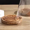 Dia 20cm Free Clear Handcrafted Glass Dome with Brown Wood Stand Home Decor Clear Oval Glass Domes with Base 5