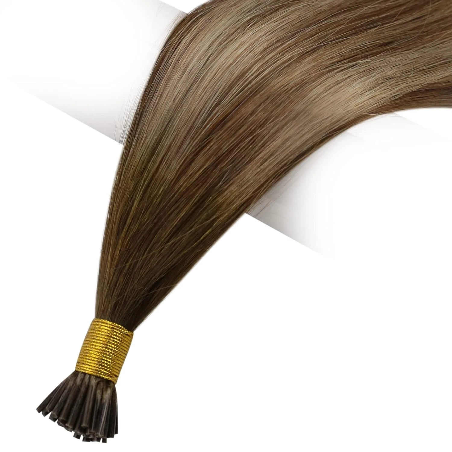 Full Shine Straight I Tip Hair Natural Real Human Fusion Hair Extensions 100 Strands Stick Tip Soft Extensions For Party