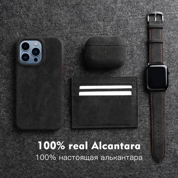 YMW Alcantara Fall für AirPods Pro 2 - Luxuriöse Künstliche Lederhülle für AirPods Pro Wireless Bluetooth Headset