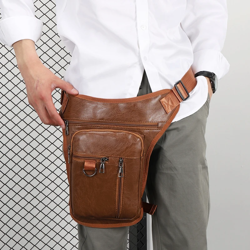 1 piece of leg bag for men and women outdoor waist bag, motorcycle and bicycle multi pocket waist bag, adjustable shoulder strap