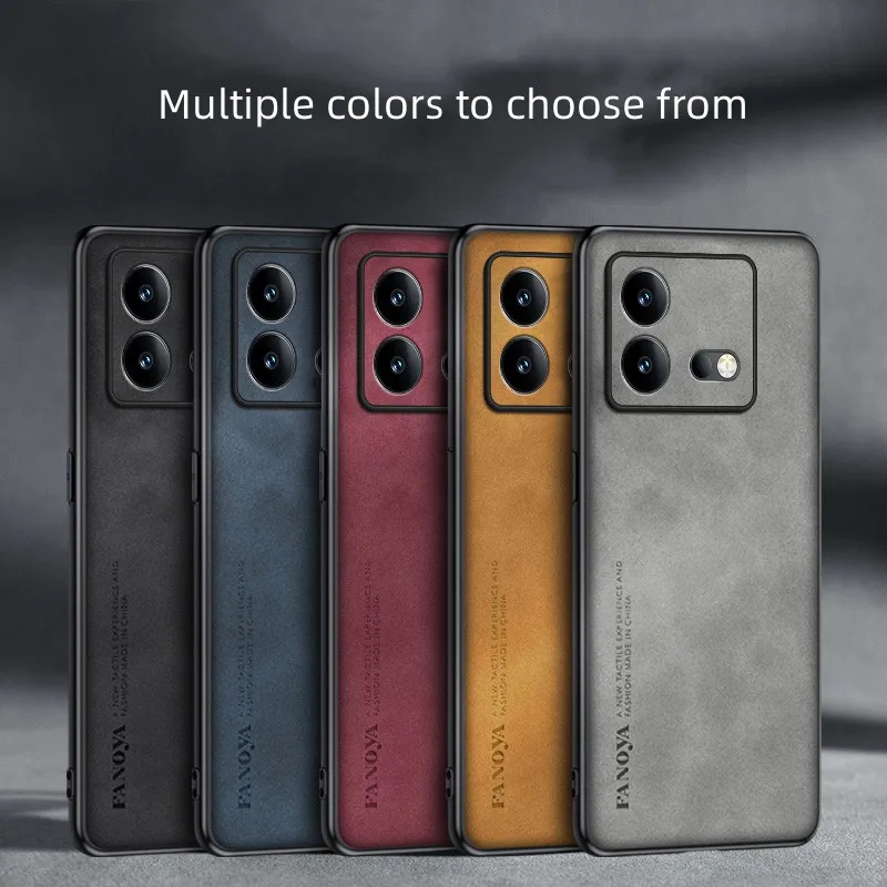 Luxurious PU Leather Matte Shockproof Back Cover - Thin Bumper  Coque