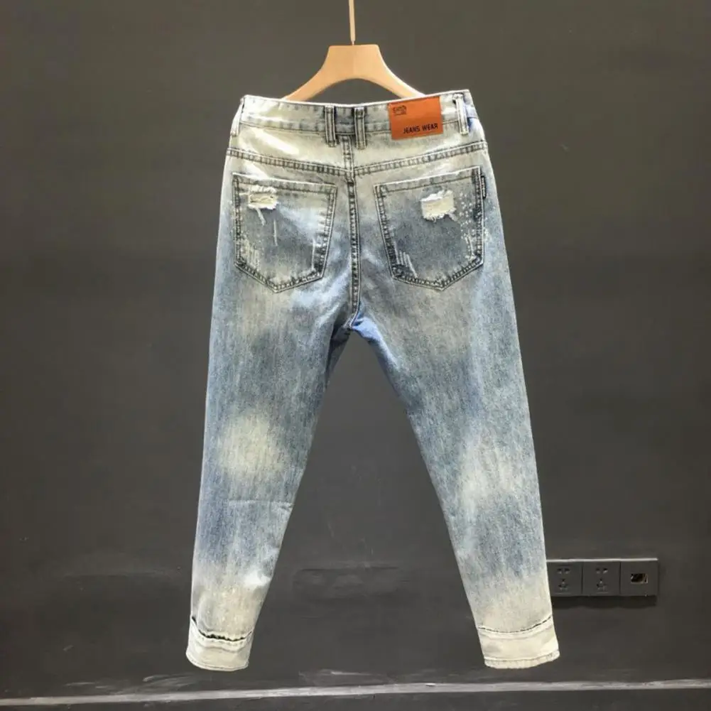 Simple Ripped Jeans Easy-care Men Jeans Slim-fitting Dress Up Men Ripped Denim Pants ripped jeans,ripped patchwork jeans