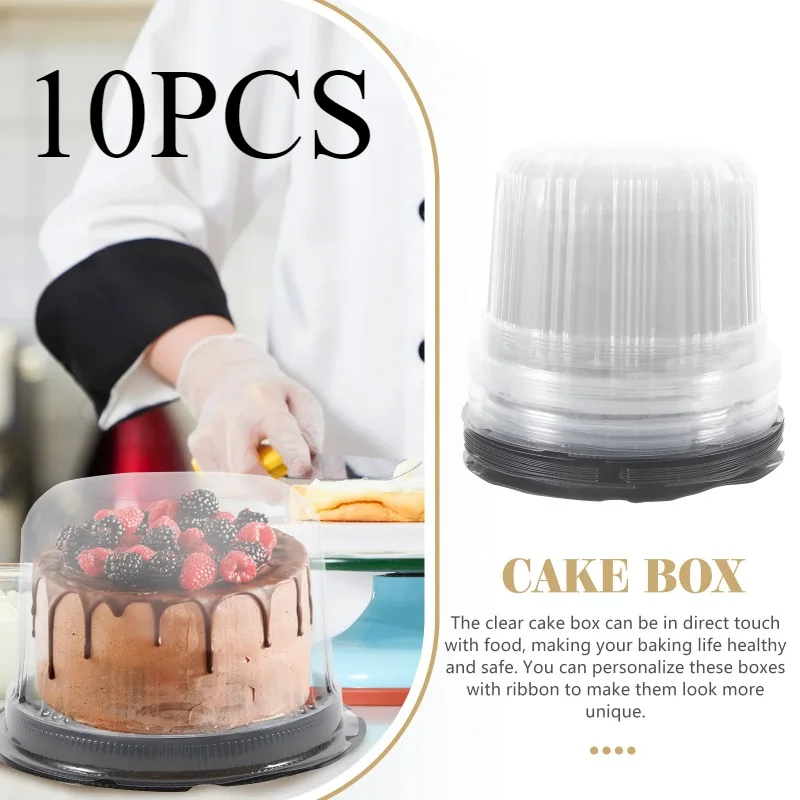 Cake Boxes 4/6/8 Inch Lids Containers Dome Disposable Cover 10pcs