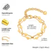 Dainty Heart-shaped Bracelet for Women,Stainless Steel Waterproof Oval Handmade Chain Bracelet, Charm Jewelry Gift