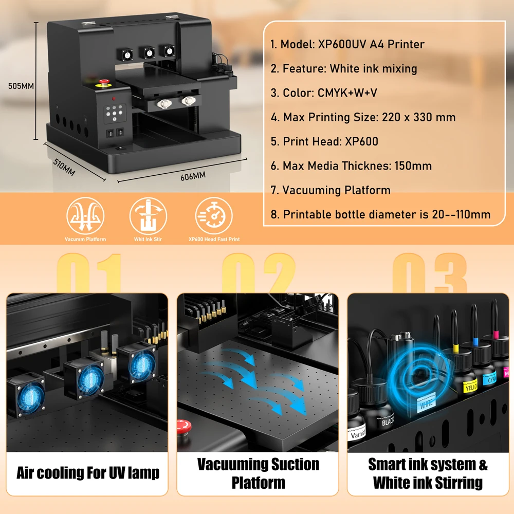 Epson XP600 A4 UV Printer with Varnish UV DTF Transfer Film Sticker Printer with Laminator for Phone Case Bottle Acrylic
