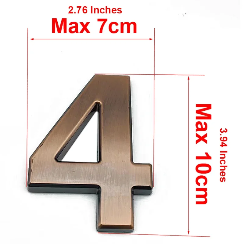Door Signs Adhesive Backed 10cm Bronze House Numbers Stickers Acrylic ABS Hotel Room Decor Personalized