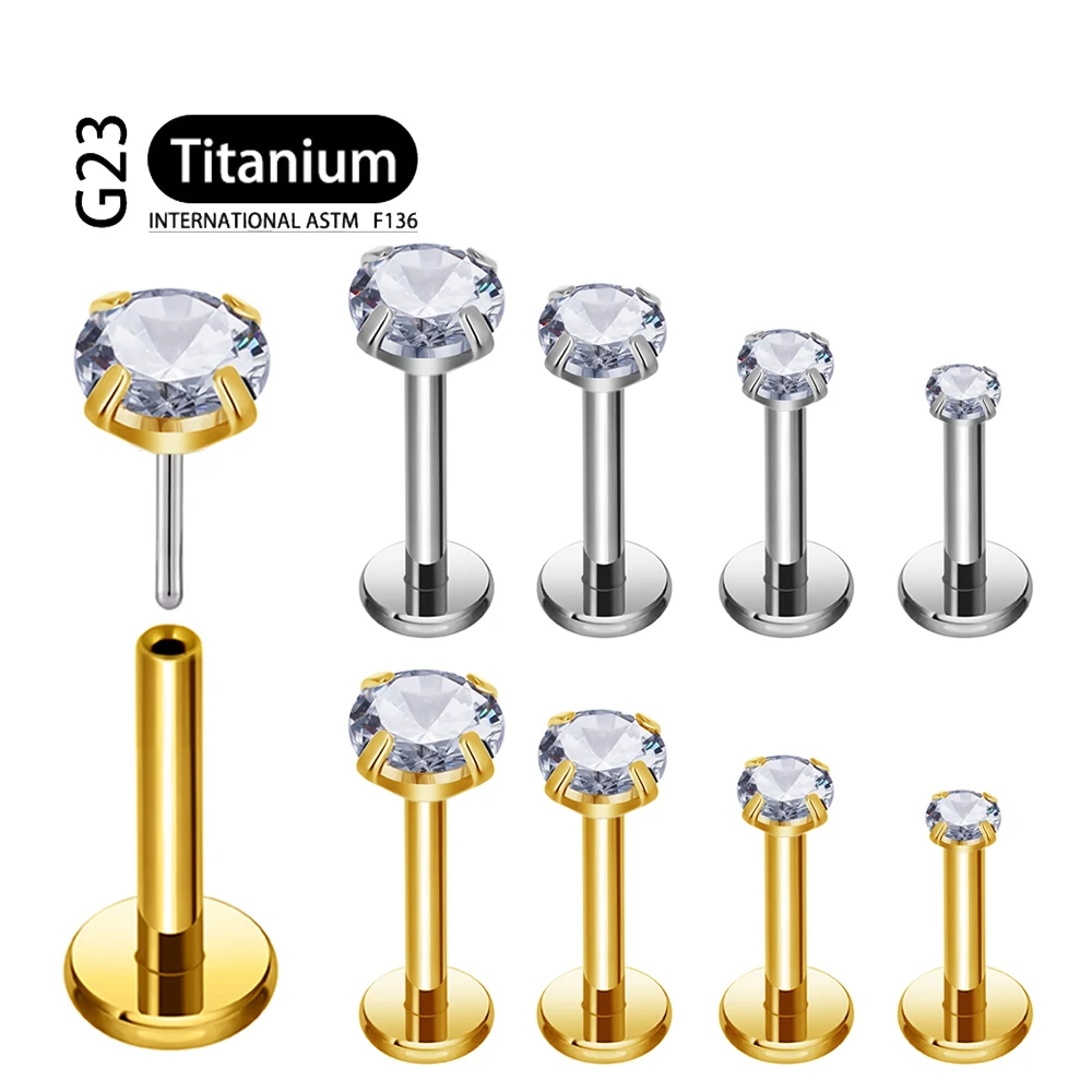 1/10Pcs ASTM F136 Titanium 18G/16G Threadless Push Pin Labret Stud CZ Cartilage Earring Helix Tragus Nose Stud Piercing piercing jewelry nose studs body piercing earrings ear piercing jewelry ear studs body piercing jewelry body jewelry