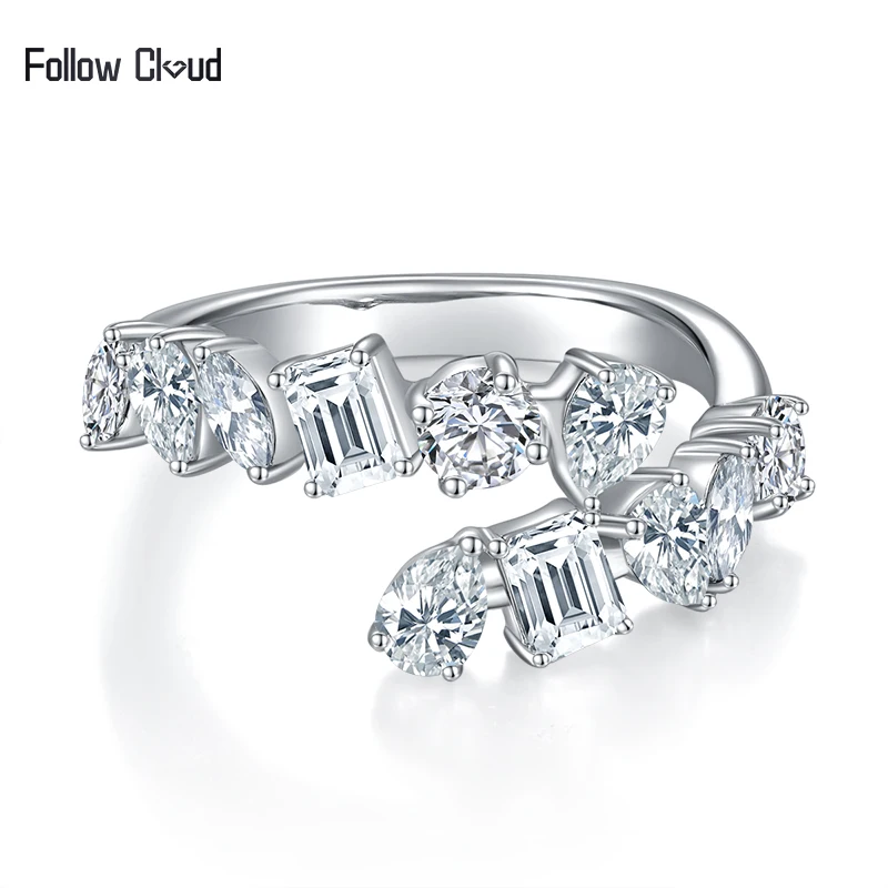 

Follow Cloud Total 2.6 Carats Moissanite Diamond Eternity Rings Wedding Band for Women 925 Sterling Silver Marquise Emerald Cut