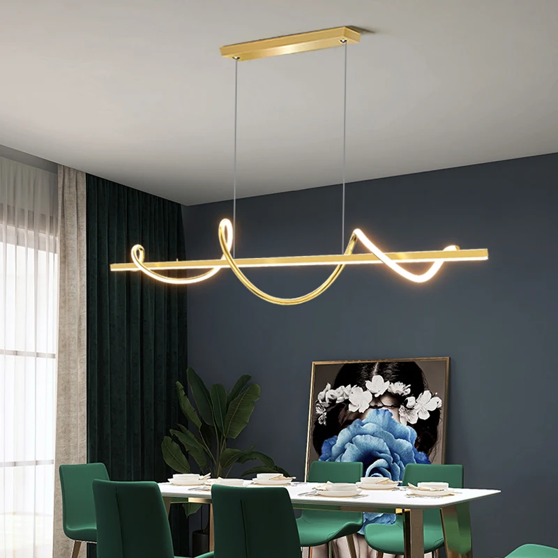 Modern Long Rotate LED Pendant Lamps with Remote Control 3