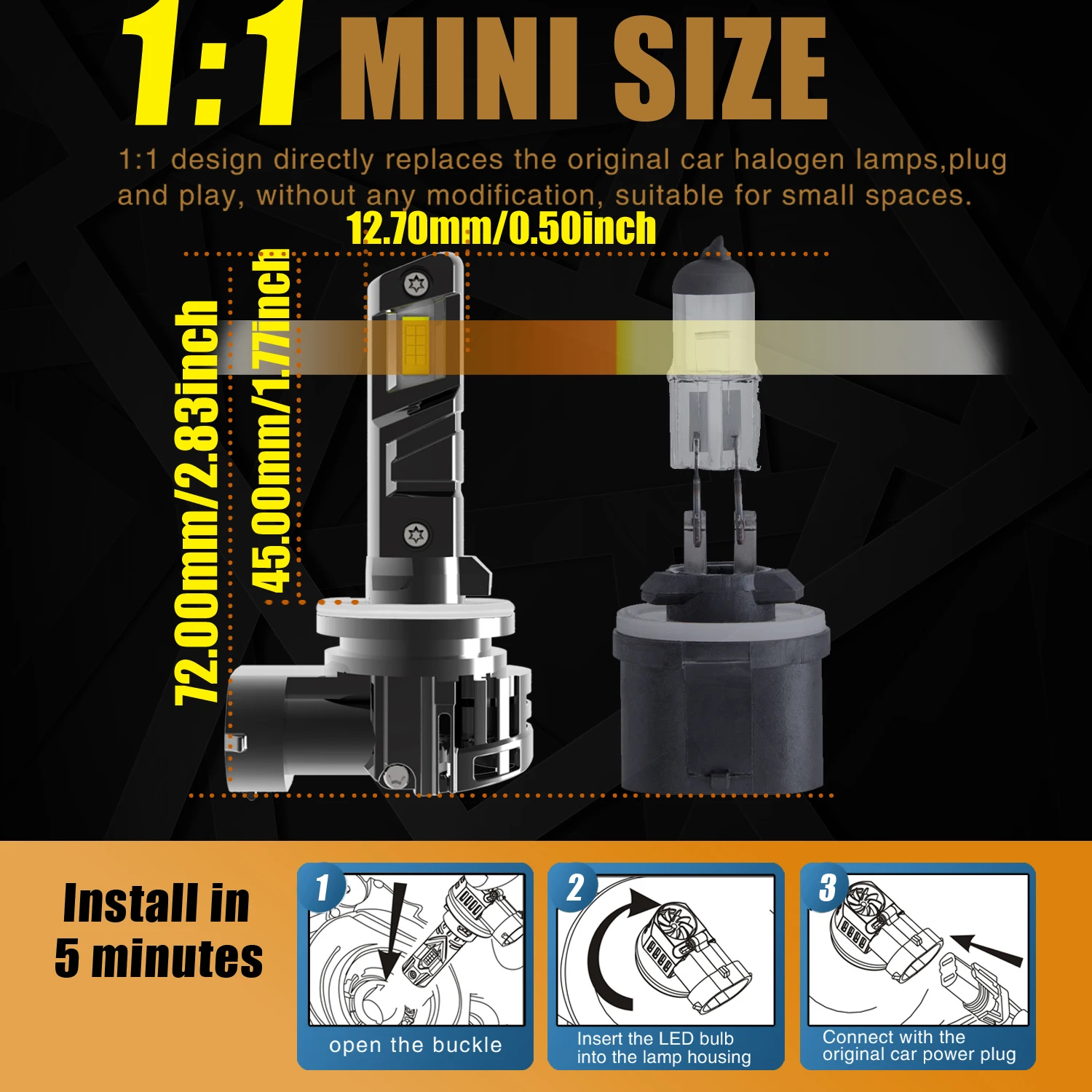 2개 H27 880 H27W1 LED 안개등 전구 고출력 초고휘도 백색 터보 다이오드 자동차 헤드라이트 PG13 12V 27W DRL 어댑터 불필요