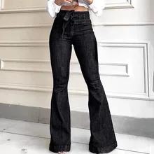 

Fashion Blue Up Flare Mon Jeans Women Waist Denim Pants Push Streetwear Slim Black Femme Sexy High Jeans Bellbottom Jeans Jeans