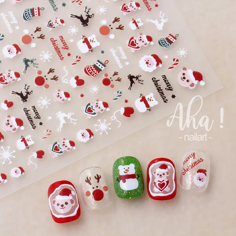 Nail Stickers Winter Christmas Atmosphere Snowman Snowflake Wapiti Self-adhesive Art Deco nail stickers nail art decoration nail decals