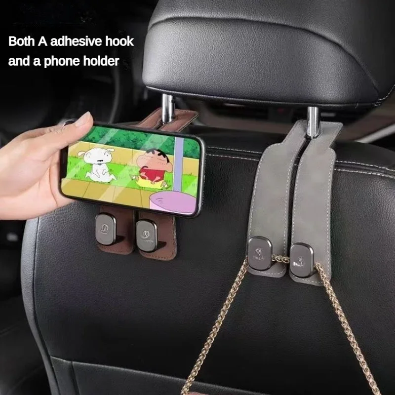 JNNJ 2 X Car Seat Headrest Hooks, Car Rear Seat Suede Hooks, Universal