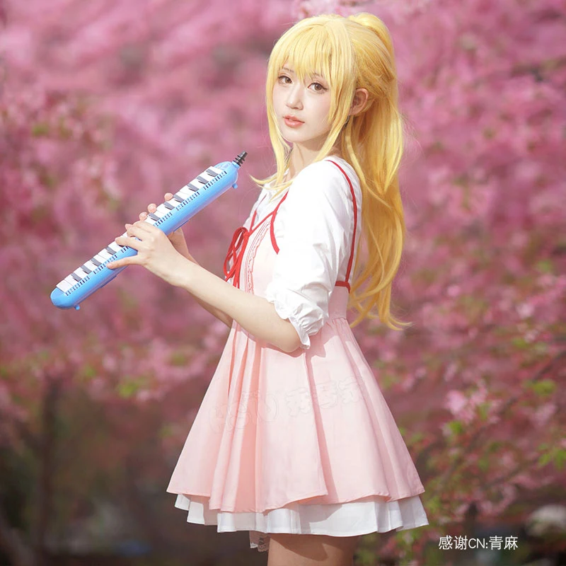 Anime Your Lie in April Cosplay Shigatsu wa Kimi no Uso Kaori Miyazono First episode Adult Pink Dress Cosplay Costume Girls