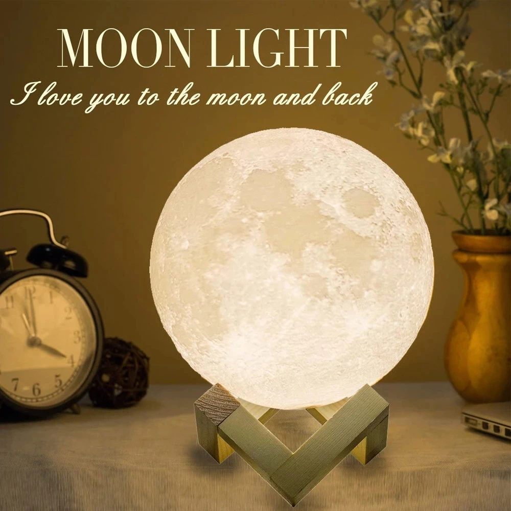 Trending 3D Print Galaxy Moon Lamp Led Night Light Battery Models Moon Decor Bedroom Lover Children Gift