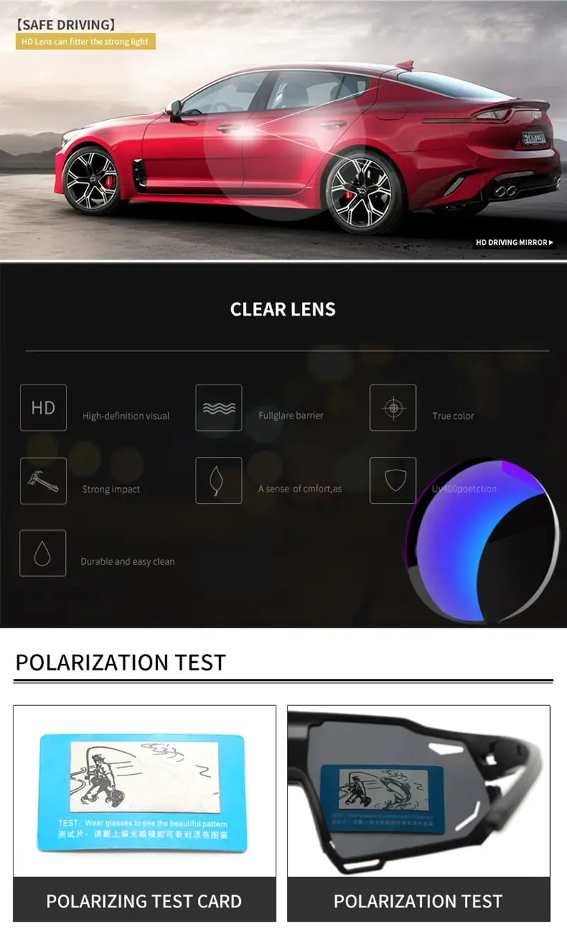 Meekleurende sportbril Heren Vrouw Gepolariseerde fietsbril Mountain MTB Fietsen UV400 zonnebril Fietsbril_voghion.com