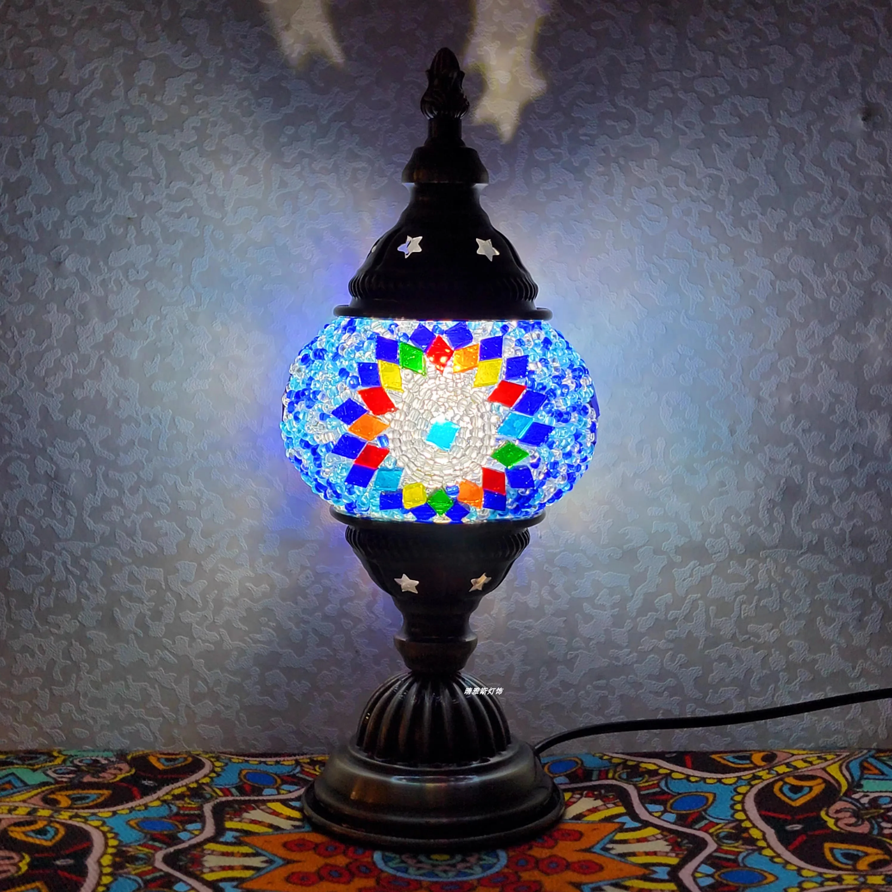 Newest Turkish Mosaic Table Lamp Vintage Art Deco Handcrafted Lamparas De Mesa Ball Glass Romantic Bed Light Led Night Lampe 6