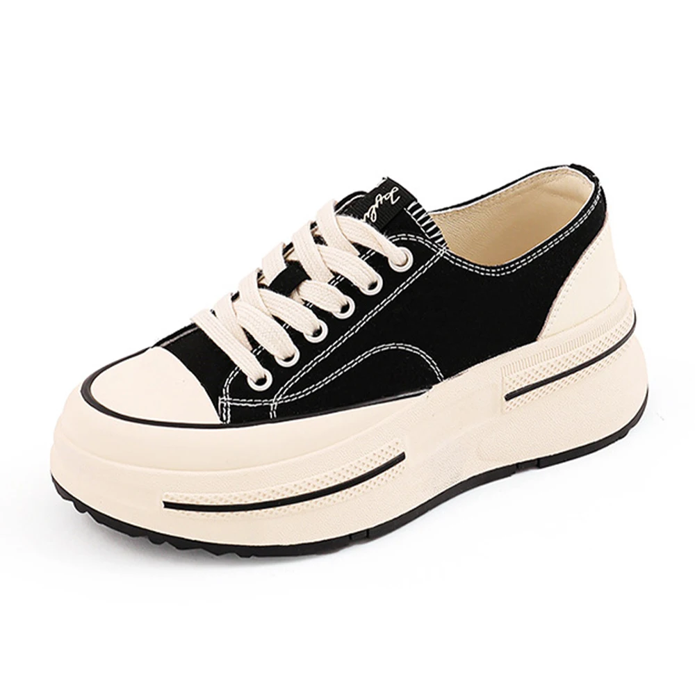 

Canvas Sneakers For Women 2023 New Fashion Simple Non-slip Platform Women's Shoes Breathable Lace-up Thin Vulcanized Shoes