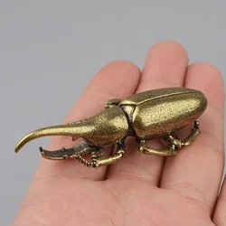 Solid Brass Decorative Beetle Figurine - Handcrafted Unicorn Fairy - Inspired Copper Insect Tea Pet (C)