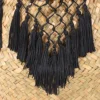 Seagrass Storage Basket Lace Laundry Tassel pendant Basket Natural Rattan Flower Basket Straw Toys storage organizer Black White 5