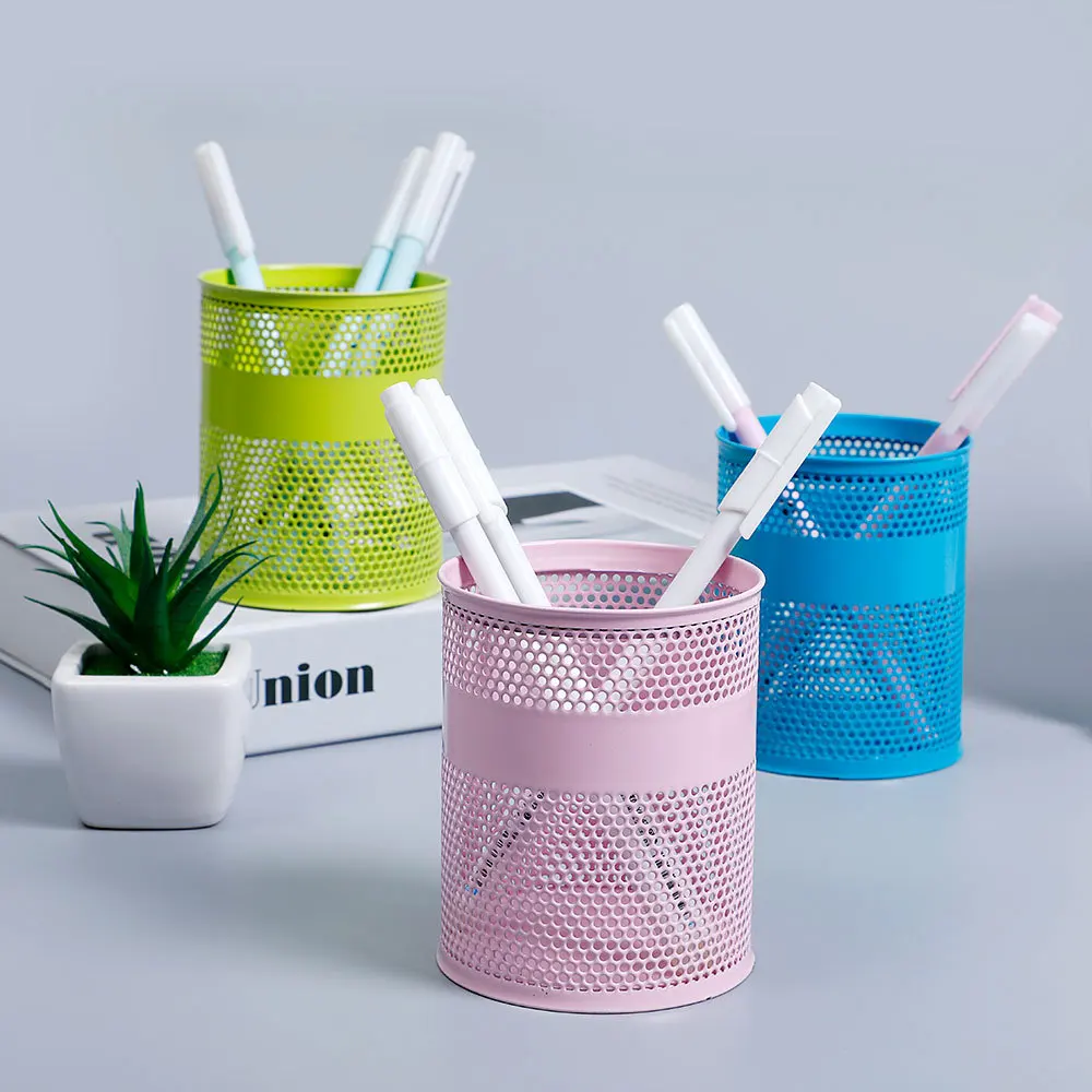 Multicolor Pencil Holder Office Desk Metal Mesh Pen Stand Pencil