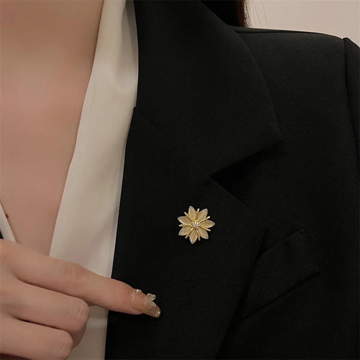 귀여운 라인스톤 고양이 해바라기 브로치, 동물 및 식물 하트 모양 진주 브로치, 여성 의류 액세서리
