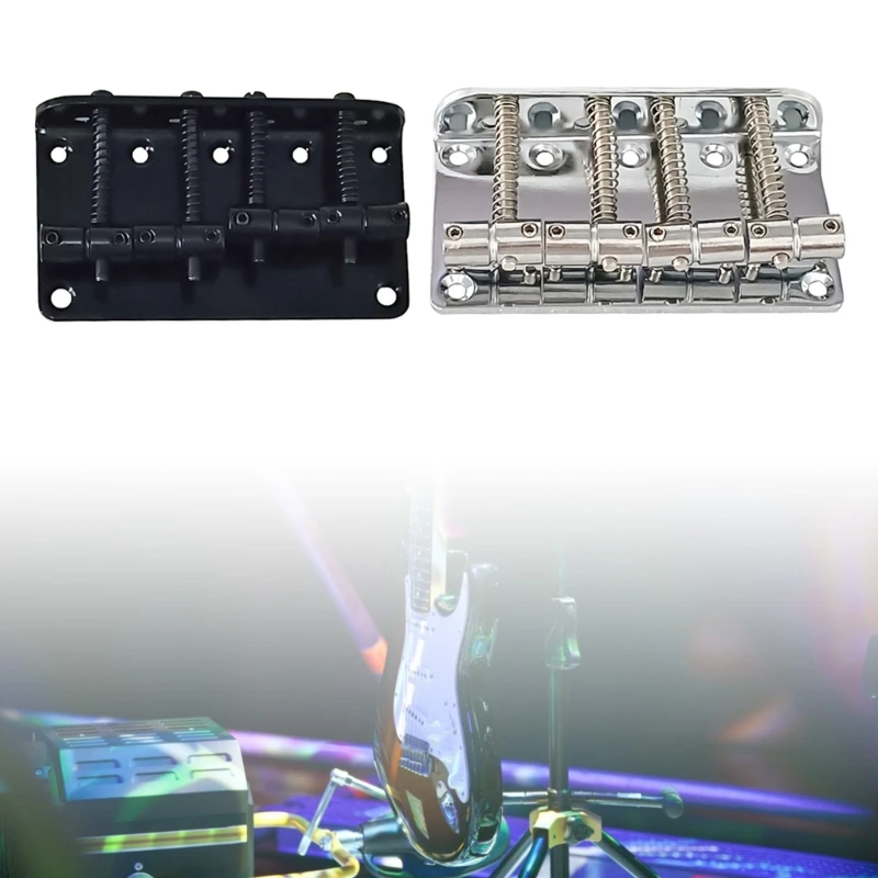 

4 Strings Bass Guitar Bridge, Metal Tailpiece Bridge Saddle with Mounting Screws Drop Shipping