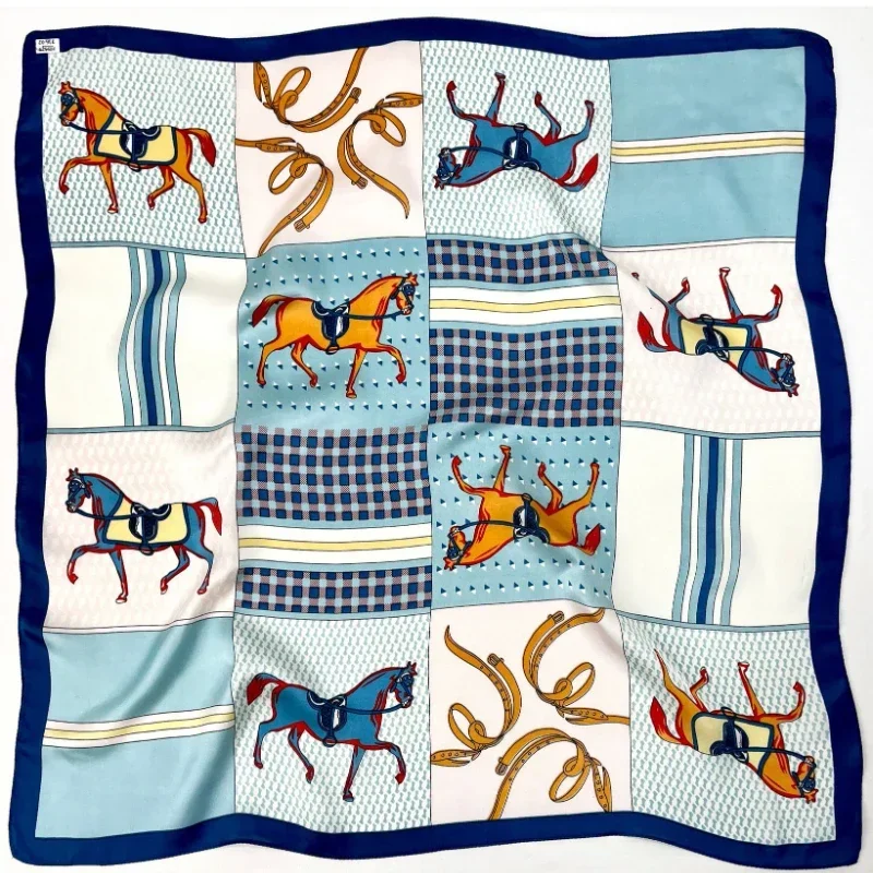 Fashion Scarves for Women Shawl Horse Print Silk Satin Hijab Scarf Female 70*70cm Luxury Brand Square Shawls Scarfs For Ladies 1