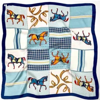 Fashion Scarves for Women Shawl Horse Print Silk Satin Hijab Scarf Female 70*70cm Luxury Brand Square Shawls Scarfs For Ladies 1