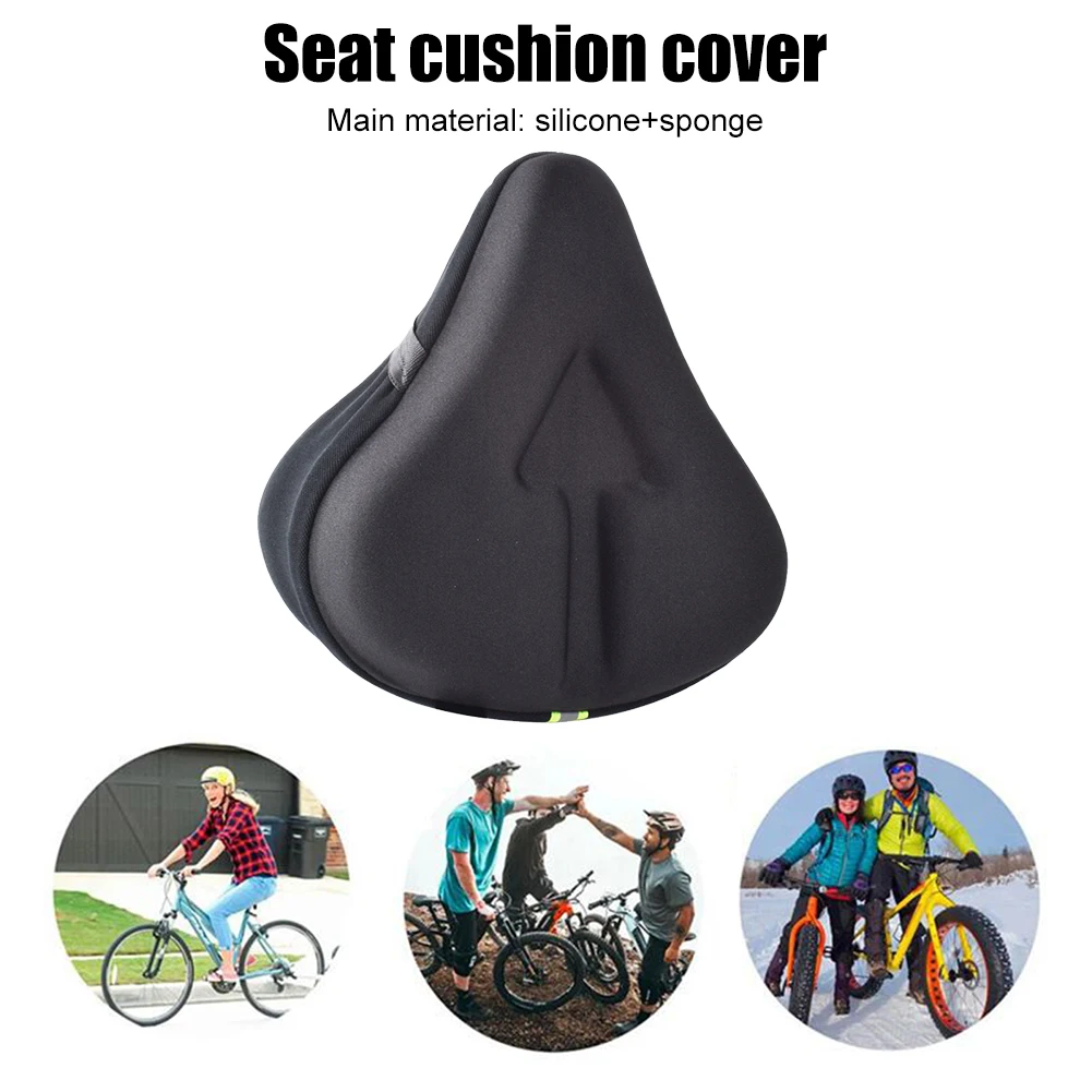 Large Silicon Gel Padded Bike Seat Cover Reflective Thickened Sponge  Cushion Shock Absorption Comfortable for Electric Bike