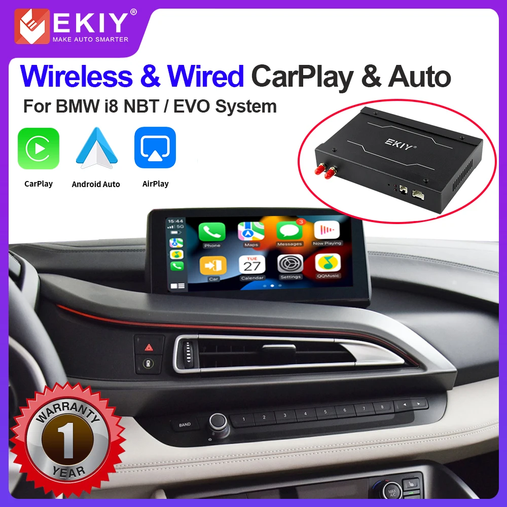 Ekiy Wireless Carplay Android Auto Per Bmw I8 Nbt 2014-2018 Evo 2018-2021 Sistema Mirror Link Airplay Car Play Funzioni
