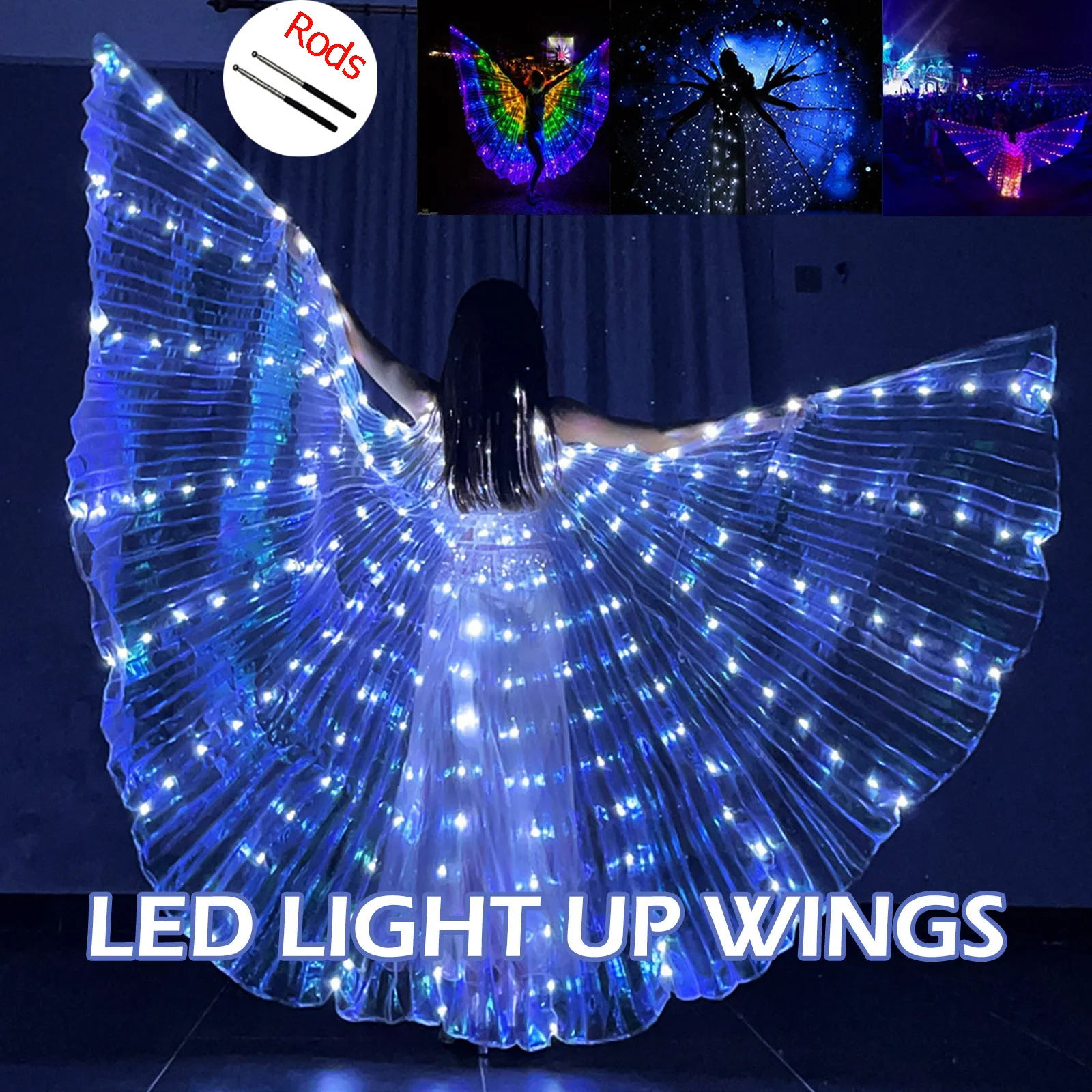

Electronic Light Led Bellydance Isis Wings Women Belly Dance Wings Props Girls Kids Dance Halloween Party Led Costume