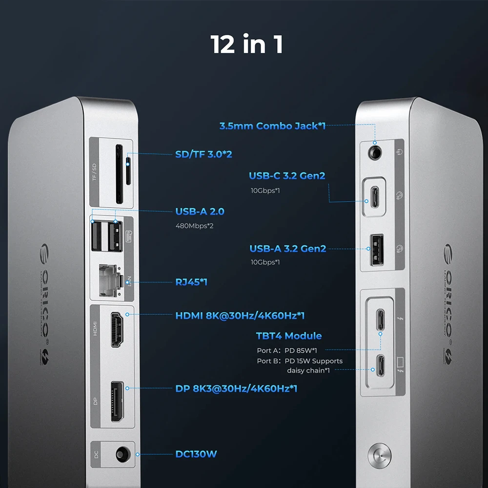 Orico-dmi互換のドッキングステーション,USB type-c,thunderbolt 4