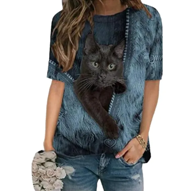 T shirts surdimensionn s pour femmes Hip Hop dr le Kawaii chat mignon imprim 3d manches