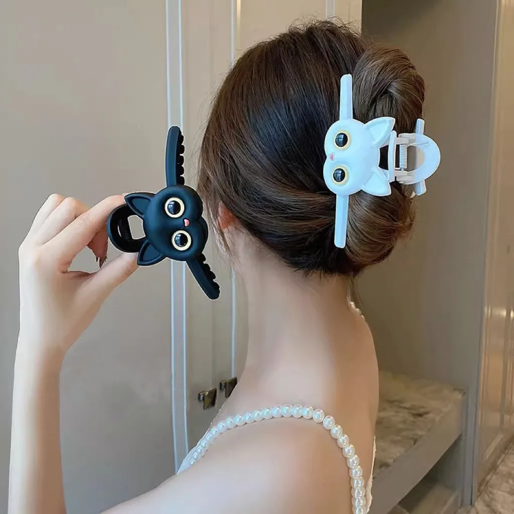  Black White Cat Hairpin for Women Cartoon Design Hair Clips Fashion Cute Claws Clip Fashion Hair Accessories Girls Gift 2023 