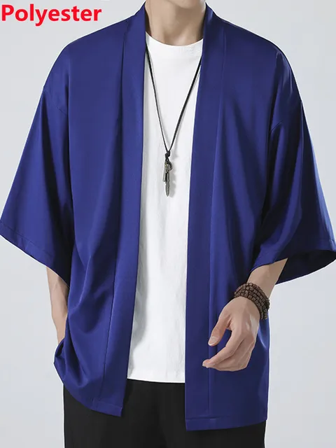 Crane Embroidery Haori Kimono Harajuku Japanese Style Plus Size Men Samurai Costume Yukata Asian Clothes Cardigan Women Jacket blue