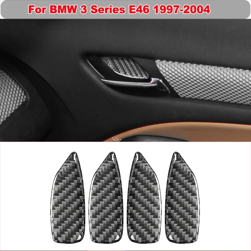 

Real Carbon Fiber Inner Door Handle Armrest Panel Decoration Cover Trim Sticker For BMW 3 Series E46 1997-2004 Car Accessories
