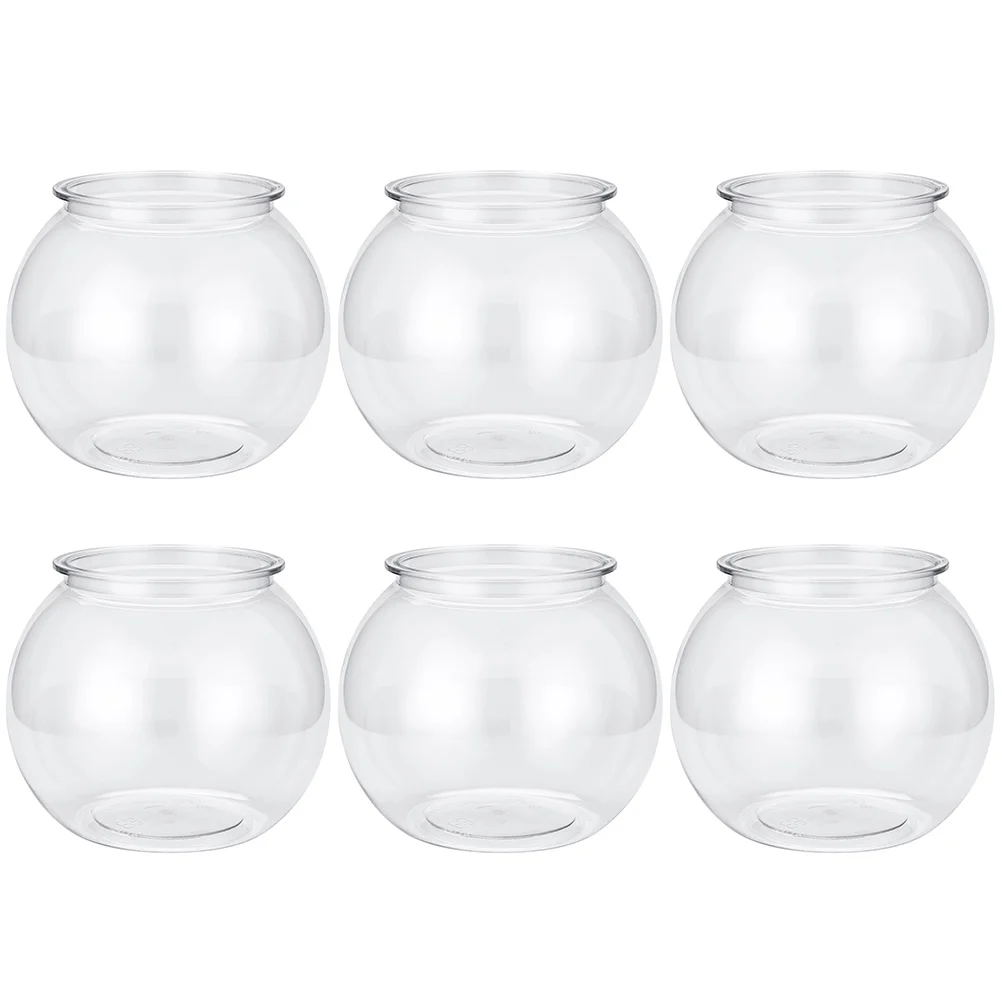 

6 Pcs Round Fish Tank Home Bowl Portable Anti-falling Mini Terrarium Globe Lightweight Plant Storage Pot Plastic