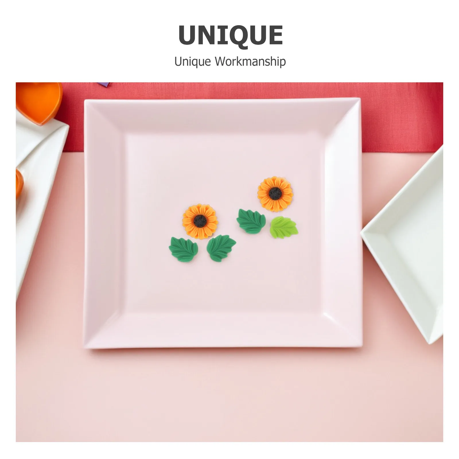 40Pcs 꽃 해바라기 녹색 잎 압정 레진 금속 장 푸시핀 게시판 코르크 보드 사무실 가정용
