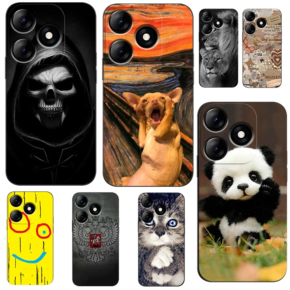 Custodia Per Tecno Spark 10 4G 10C Cover Posteriore Per Telefono In Silicone Custodia In Tpu Nero Per Auto Fiore Gatto Divertente