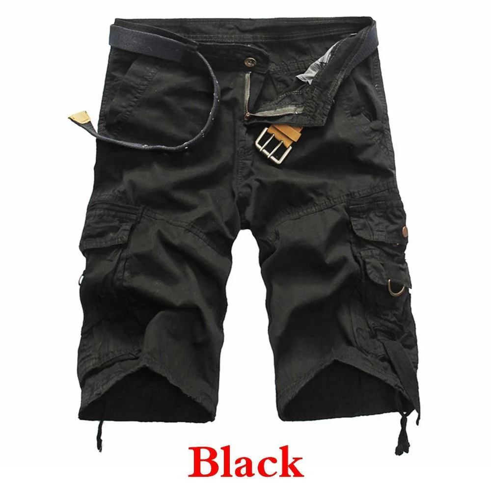 2024 High Quality Mens Camouflage Loose Shorts Solid Color Mid Waist Mens Work Street Casual Short