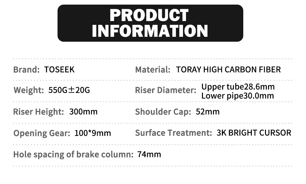 TOSEEK T800 Carbon-Gabel MTB Fahrradgabel Mountainbike-Gabel 1-1/8" Gerade Passform für 26/27,5/29 Zoll Räder Scheibenbremse 160mm – Detail 4