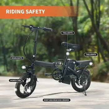 Terrosor 500W Adult Electric Bike, 20 MPH, 48V 12Ah Removable Battery, 14 Inch Folding Electric Bike, Multi-Shock Absorption 6